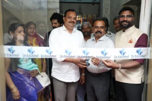 Dignitaries cutting the ribbon during the inauguration ceremony of Dr. Edumed Academy's Anna Nagar branch.