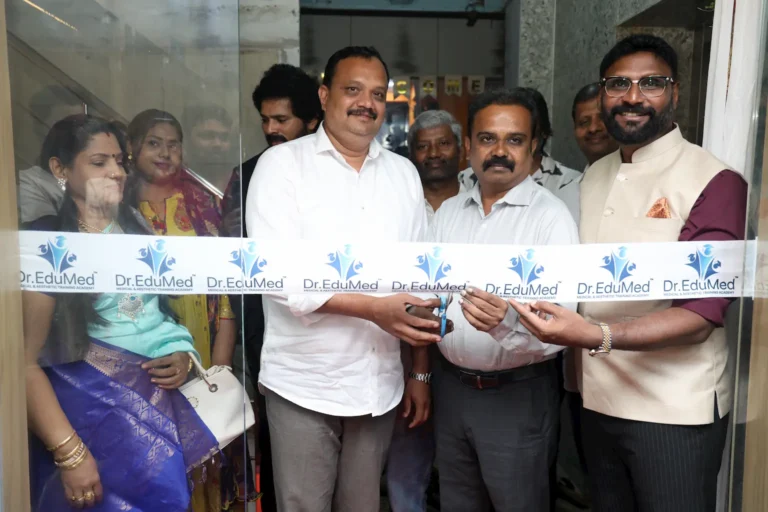 Dignitaries cutting the ribbon during the inauguration ceremony of Dr. Edumed Academy's Anna Nagar branch.