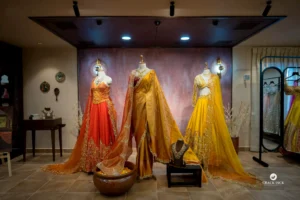 Mannequins dressed in traditional Indian outfits at Studio 149’s new store in Chennai.