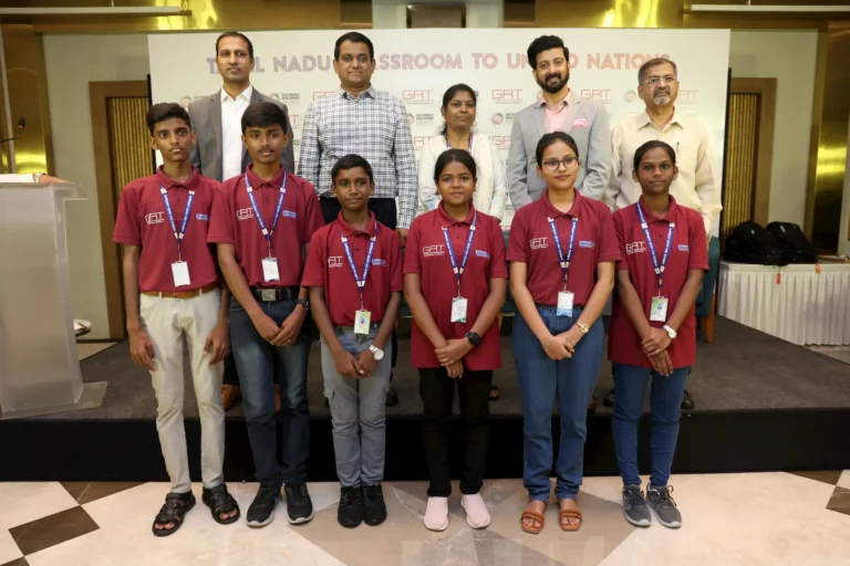 Students from Tamil Nadu government schools selected to represent India at the UN Youth Forum, supported by GRT Hotels & Resorts.